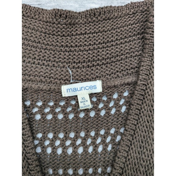 Vtg Open Knit Shrug Cardigan Short Sleeve Brown XL Cottagecore Boho Hippie‎ y2k - Picture 6 of 9